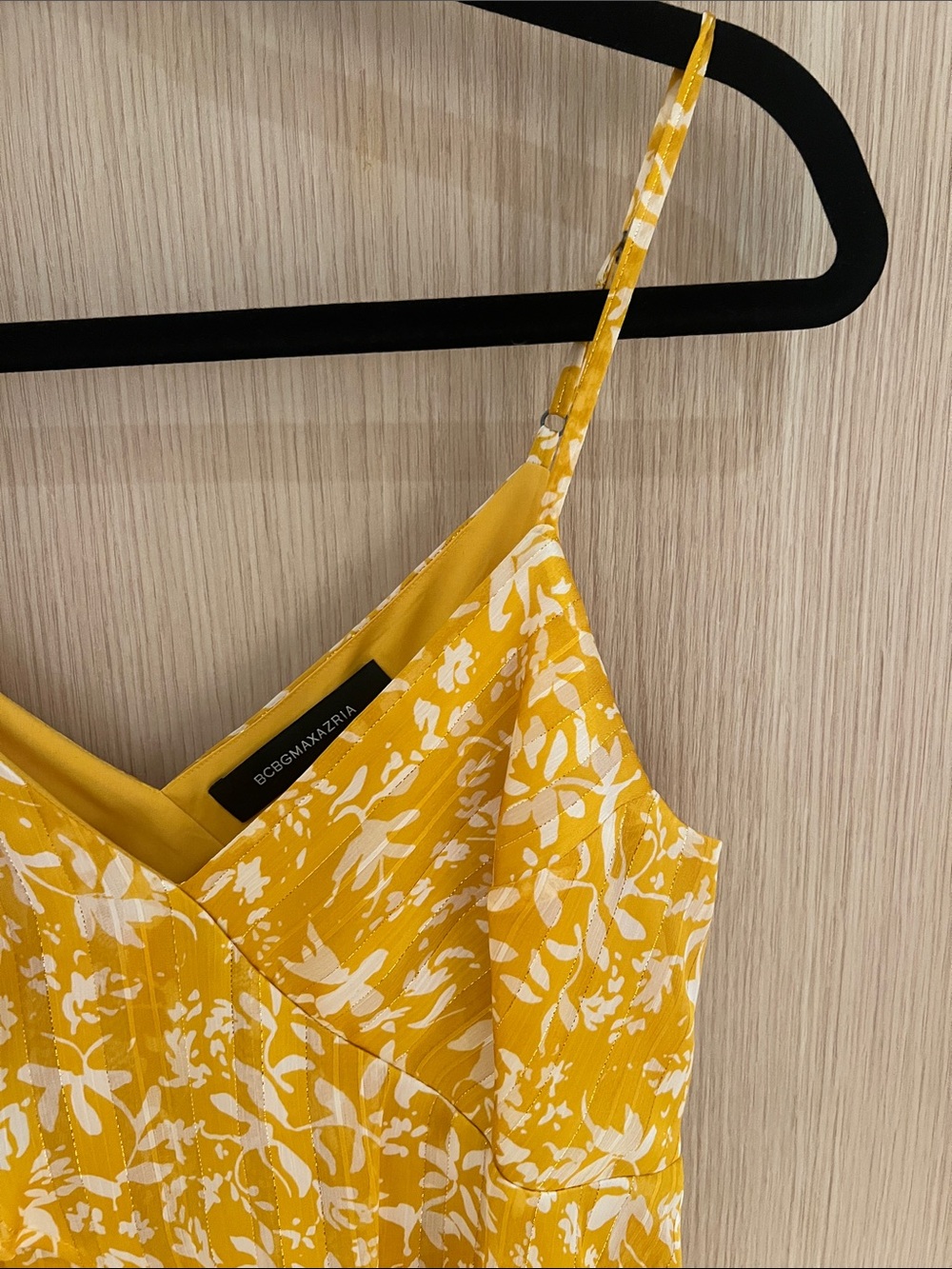 BCBGMaxAzria Yellow Floral High-Low Ruffle Dress - Picture 4 of 10